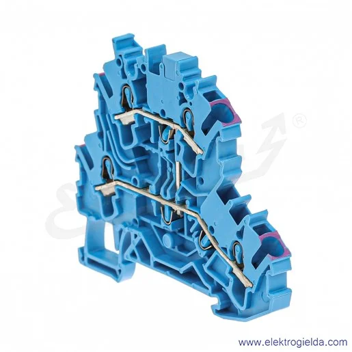Złączka przelotowa 2002-2209 2,5mm2 dwupiętrowa niebieska 4-przewodowa Złączka przelotowa 2002-2209 2,5mm2 dwupiętrowa niebieska 4-przewodowa