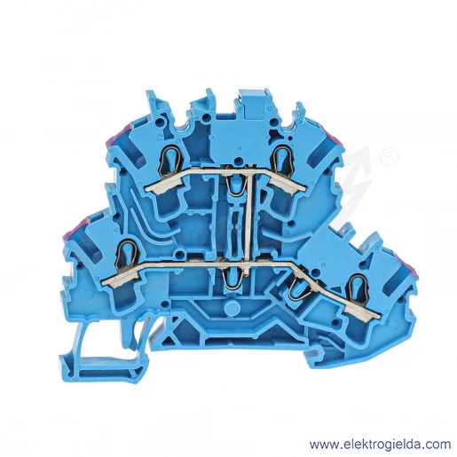 Złączka przelotowa 2002-2209 2,5mm2 dwupiętrowa niebieska 4-przewodowa Złączka przelotowa 2002-2209 2,5mm2 dwupiętrowa niebieska 4-przewodowa