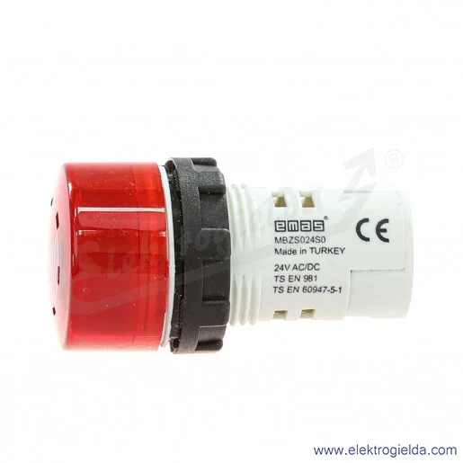 Sygnalizator dźwiękowy podświetlany MBZS024S 24VAC/DC, 90dB, podświetlany czerwony, IP50