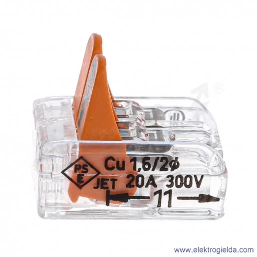 Złączka instalacyjna 221-412 2x4mm2 (0.14-4mm2) uniwersalna z dźwignią Złączka instalacyjna 221-412 2x4mm2 (0.14-4mm2) uniwersalna z dźwignią