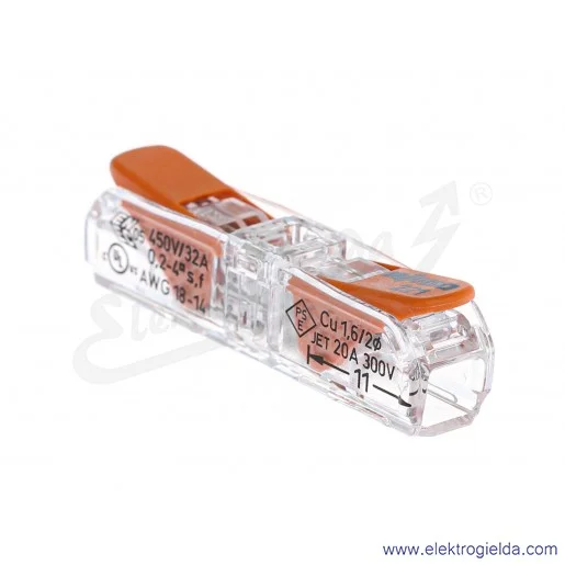 Złączka instalacyjna 221-2411 1x2,5mm2 (0.2-2,5mm2) przelotowa uniwersalna Złączka instalacyjna 221-2411 1x2,5mm2 (0.2-2,5mm2) przelotowa uniwersalna