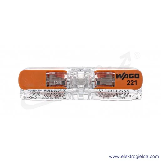Złączka instalacyjna 221-2411 1x2,5mm2 (0.2-2,5mm2) przelotowa uniwersalna Złączka instalacyjna 221-2411 1x2,5mm2 (0.2-2,5mm2) przelotowa uniwersalna