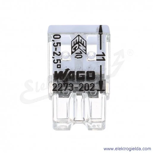Złączka instalacyjna 2273-202 2x2,5mm2 (0.5-2,5mm2) biała Złączka instalacyjna 2273-202 2x2,5mm2 (0.5-2,5mm2) biała