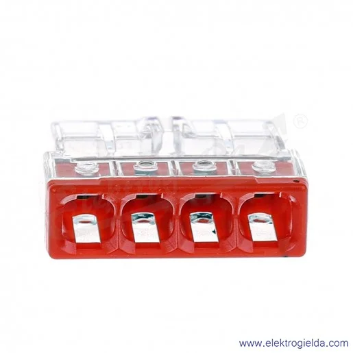 Złączka instalacyjna 2273-204 4x2,5mm2 (0.5-2,5mm2) czerwona Złączka instalacyjna 2273-204 4x2,5mm2 (0.5-2,5mm2) czerwona