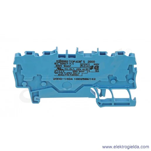 Złączka przelotowa 2000-1404 1mm2 niebieska 4-przewodowa, do zastosowań Ex e II oraz Ex i Złączka przelotowa 2000-1404 1mm2 niebieska 4-przewodowa, do zastosowań Ex e II oraz Ex i