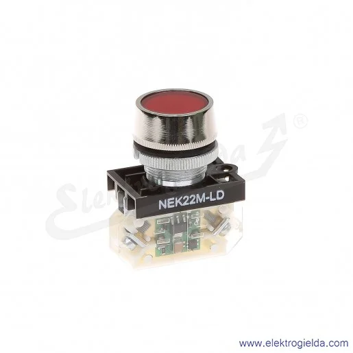 Lampka sygnalizacyjna NEK22M-LDc 24-230V AC/DC czerwona klosz płaski Lampka sygnalizacyjna NEK22M-LDc 24-230V AC/DC czerwona klosz płaski