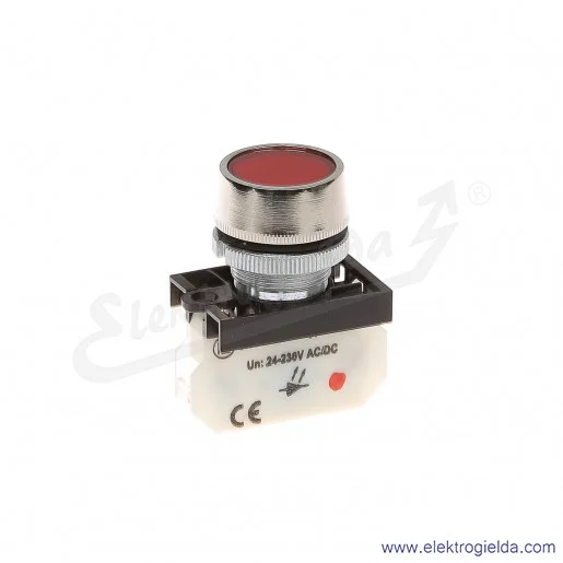 Lampka sygnalizacyjna NEK22M-LDc 24-230V AC/DC czerwona klosz płaski Lampka sygnalizacyjna NEK22M-LDc 24-230V AC/DC czerwona klosz płaski