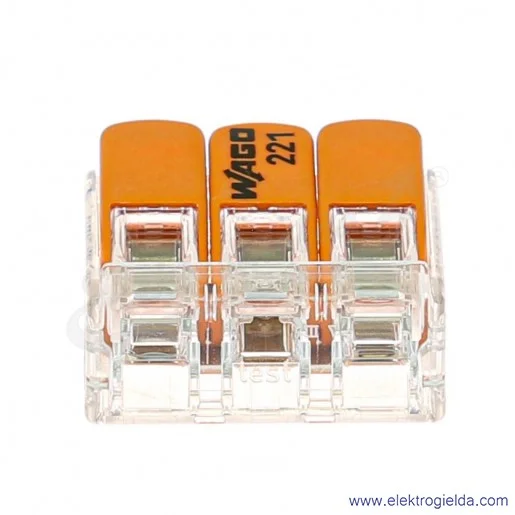 Złączka instalacyjna 221-613 221-613 3x6mm2 (0.5-6mm2) uniwersalna z dźwignią Złączka instalacyjna 221-613 221-613 3x6mm2 (0.5-6mm2) uniwersalna z dźwignią