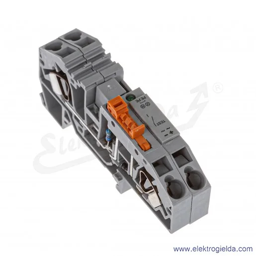 Złączka rozłączalna 282-640 do kontroli doziemień, z możliwością pomiaru, z uchwytem łącznika nożowego, 24V 6 mm2 Złączka rozłączalna 282-640 do kontroli doziemień, z możliwością pomiaru, z uchwytem łącznika nożowego, 24V 6 mm2