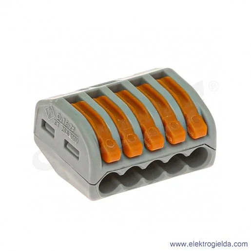 Złączka z dźwignią 222-415 5x4mm2 (0.08-4mm2) uniwersalna szara Złączka z dźwignią 222-415 5x4mm2 (0.08-4mm2) uniwersalna szara