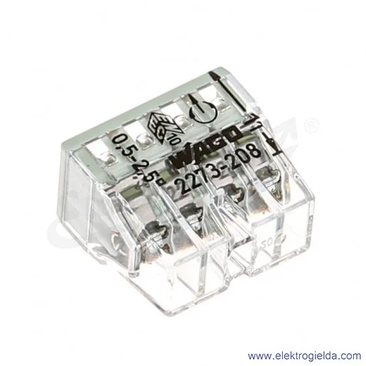 Złączka instalacyjna 2273-208 8x2,5mm2 (0.5-2,5mm2) biała Złączka instalacyjna 2273-208 8x2,5mm2 (0.5-2,5mm2) biała