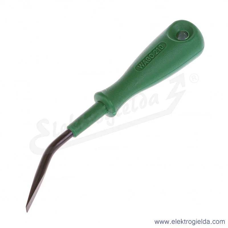 Przyrząd montażowy 210-658 krótki zakrzywiony, klinga 3.5x0.5mm z izolowanym trzpieniem Przyrząd montażowy 210-658 krótki zakrzywiony, klinga 3.5x0.5mm z izolowanym trzpieniem