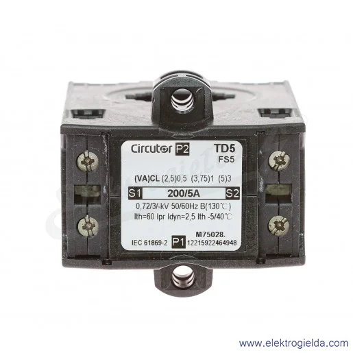 Przekładnik prądowy M75028, TD5 200/5A, szyna 25X5/20x10, 2,5VA (klasa 0,5), IP20 Przekładnik prądowy M75028, TD5 200/5A, szyna 25X5/20x10, 2,5VA (klasa 0,5), IP20