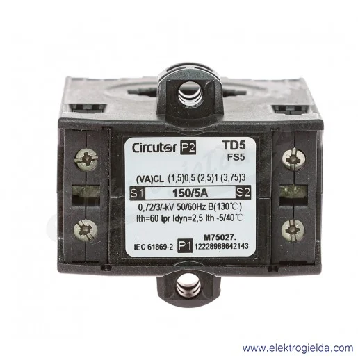 Przekładnik prądowy M75027, TD5 150/5A, szyna 25X5/20x10, 1,5VA (klasa 0,5), IP20 Przekładnik prądowy M75027, TD5 150/5A, szyna 25X5/20x10, 1,5VA (klasa 0,5), IP20