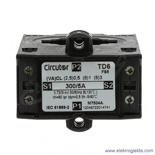 Przekładnik prądowy M7504A, TD6 300/5A, szyna 40X10/30x15, 2,5VA (klasa 0,5), IP20 Przekładnik prądowy M7504A, TD6 300/5A, szyna 40X10/30x15, 2,5VA (klasa 0,5), IP20