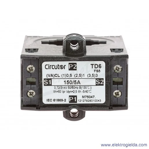 Przekładnik prądowy M75047 TD6 150/5A, szyna 40X10/30x15, 1VA (klasa 0,5), IP20 Przekładnik prądowy M75047 TD6 150/5A, szyna 40X10/30x15, 1VA (klasa 0,5), IP20