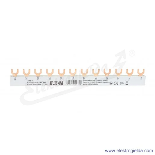 Szyna łączeniowa 215639, EVG 3FAZ/12, 63A, 12 modułowa, 3 fazowa, 10mm2 Szyna łączeniowa 215639, EVG 3FAZ/12, 63A, 12 modułowa, 3 fazowa, 10mm2