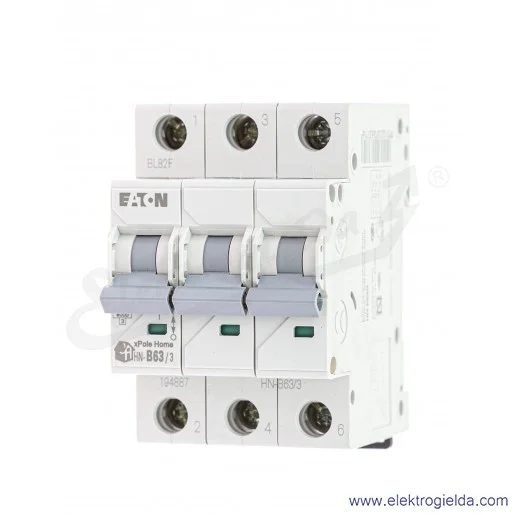 Wyłącznik nadprądowy HN-B63/3 3P B 63A AC 6kA Wyłącznik nadprądowy HN-B63/3 3P B 63A AC 6kA