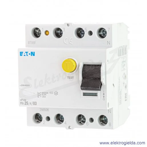 Wyłącznik różnicowoprądowy PF6-25/4/03 4P 25A 0,3A typ AC Wyłącznik różnicowoprądowy PF6-25/4/03 4P 25A 0,3A typ AC