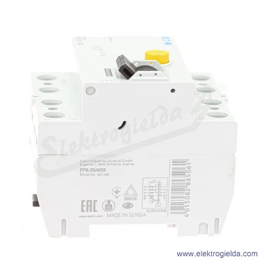Wyłącznik różnicowoprądowy PF6-25/4/03 4P 25A 0,3A typ AC Wyłącznik różnicowoprądowy PF6-25/4/03 4P 25A 0,3A typ AC
