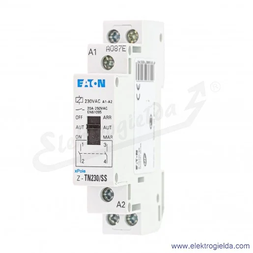 Stycznik modułowy 265574, Z-TN230/SS, 2NO, 230VAC, 20A, ON-AUTO-OFF Stycznik modułowy 265574, Z-TN230/SS, 2NO, 230VAC, 20A, ON-AUTO-OFF