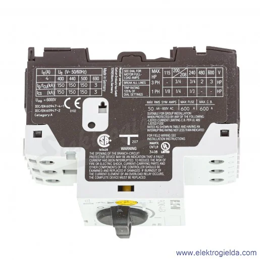 Wyłącznik silnikowy PKZM0-4-EA 3P 1,5kW 2,5-4A Wyłącznik silnikowy PKZM0-4-EA 3P 1,5kW 2,5-4A