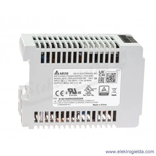 Zasilacz DRS-24V100W1NR, 24VDC/4.20A, 100W, zasilanie 85..264VAC lub 120..375VDC Zasilacz DRS-24V100W1NR, 24VDC/4.20A, 100W, zasilanie 85..264VAC lub 120..375VDC