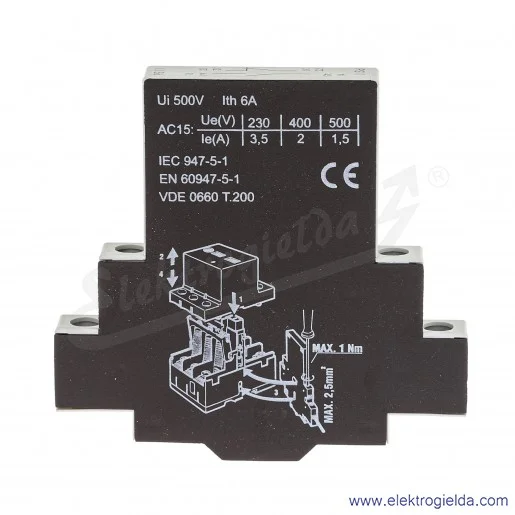 Styk pomocniczy boczny 38.901.501 MS25 PS11 1z+1r Styk pomocniczy boczny 38.901.501 MS25 PS11 1z+1r