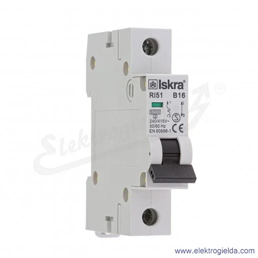 Wyłącznik nadprądowy RI51B16 1P, 16A, typ B, 6kA Wyłącznik nadprądowy RI51B16 1P, 16A, typ B, 6kA