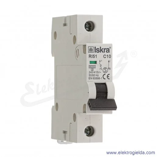 Wyłącznik nadprądowy RI51C10 1P, 10A, typ C, 6kA Wyłącznik nadprądowy RI51C10 1P, 10A, typ C, 6kA
