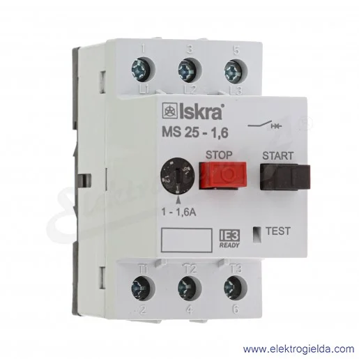 Wyłącznik silnikowy 30.107.960 MS25-1,6 3P, 0.55kW 1-1.6A Wyłącznik silnikowy 30.107.960 MS25-1,6 3P, 0.55kW 1-1.6A