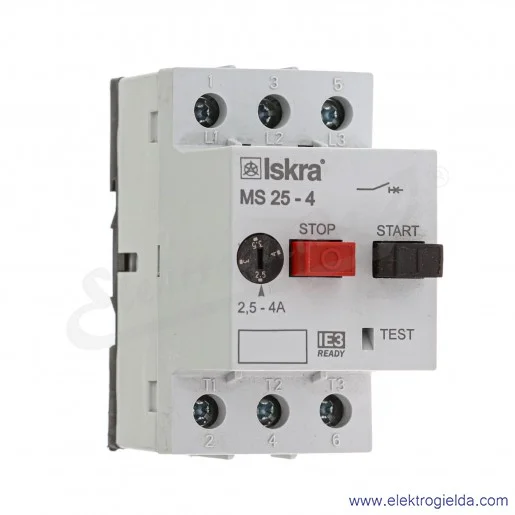 Wyłącznik silnikowy 30.107.962 MS25-4,0 3P, 2.5-4A, 1.5kW Wyłącznik silnikowy 30.107.962 MS25-4,0 3P, 2.5-4A, 1.5kW