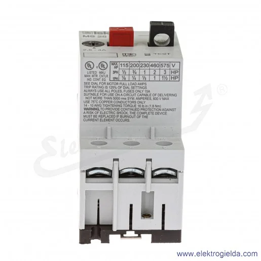 Wyłącznik silnikowy 30.107.962 MS25-4,0 3P, 2.5-4A, 1.5kW Wyłącznik silnikowy 30.107.962 MS25-4,0 3P, 2.5-4A, 1.5kW