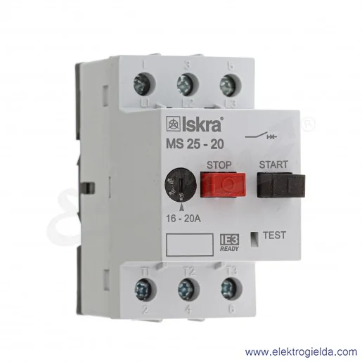 Wyłącznik silnikowy 30.107.966 MS25-20,0 3P, 16-20A, 9kW Wyłącznik silnikowy 30.107.966 MS25-20,0 3P, 16-20A, 9kW