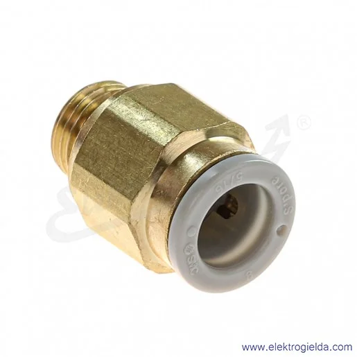 Przyłącze wtykowe proste KQ2H08-G01A, gwint G1/8, fi 8mm, sześciokąt zewnętrzny Przyłącze wtykowe proste KQ2H08-G01A, gwint G1/8, fi 8mm, sześciokąt zewnętrzny