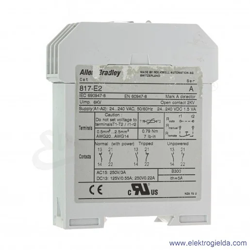 Przekaźnik kontroli temperatury 817-E2, 230VAC 24VDC, 1NO1NC