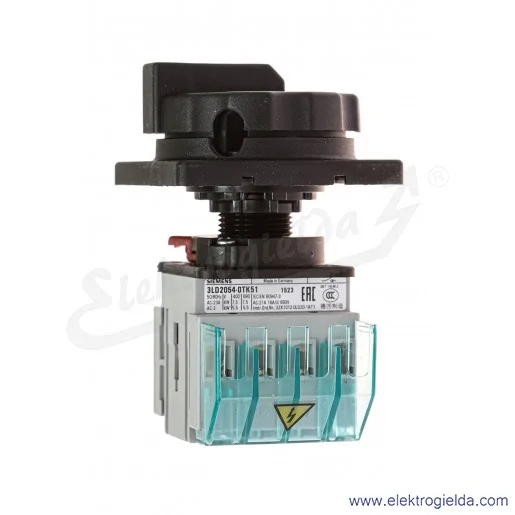 Rozłącznik główny 3LD2054-0TK51 3-BIEGUNOWY  MOC: 5.5KW /AC-3  PRĄD: IU 16A  MONTAŻ TABLICOWY NA OTWÓR 22mm Z CZARNYM NAPĘDEM OB Rozłącznik główny 3LD2054-0TK51 3-BIEGUNOWY  MOC: 5.5KW /AC-3  PRĄD: IU 16A  MONTAŻ TABLICOWY NA OTWÓR 22mm Z CZARNYM NAPĘDEM OB