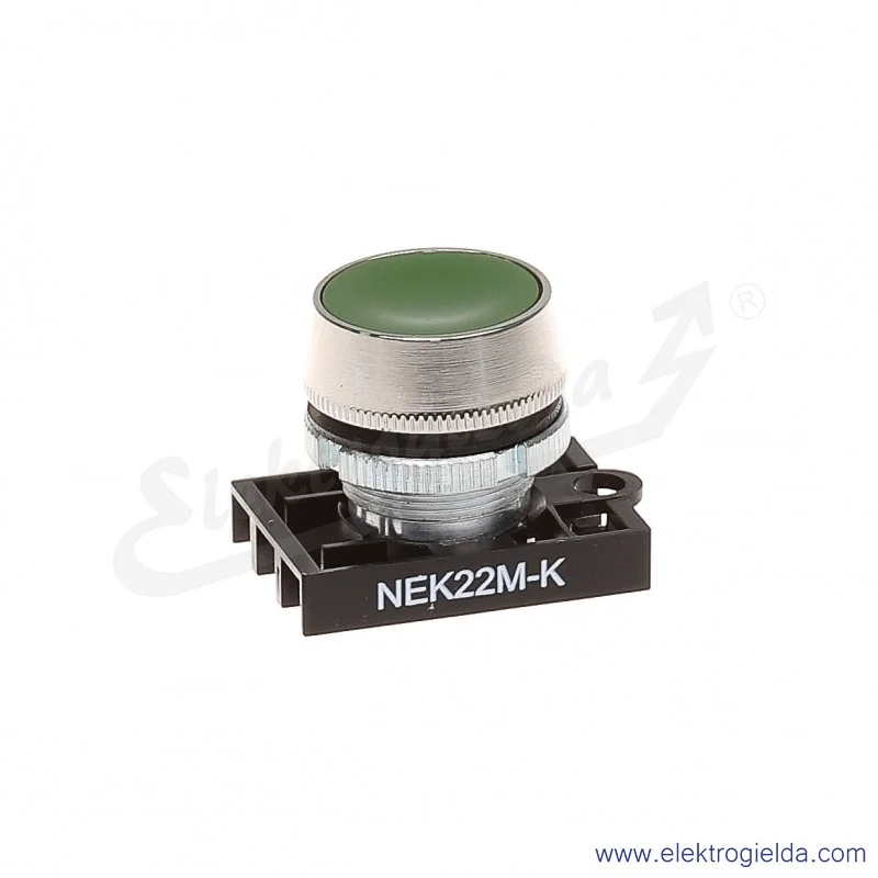 Napęd przycisku NEK22M-Kz zielony kryty metalowy samopowrotny
