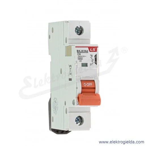 Wyłącznik nadprądowy BKN 1P, charakterystyka C, 6A Wyłącznik nadprądowy BKN 1P, charakterystyka C, 6A