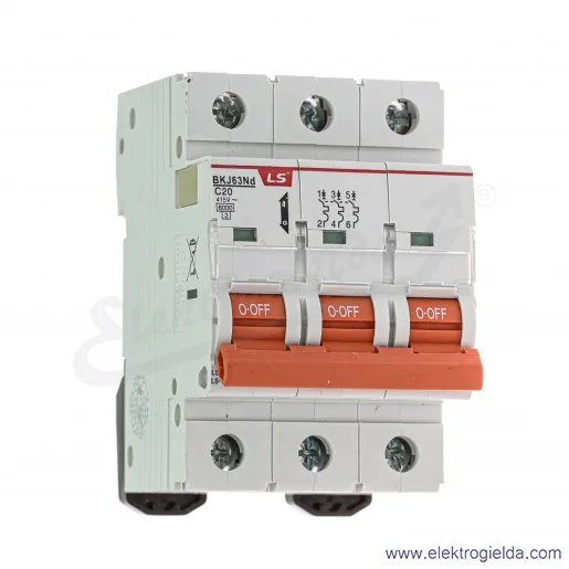 Wyłącznik nadprądowy BKN 3P, charakterystyka C, 20A Wyłącznik nadprądowy BKN 3P, charakterystyka C, 20A