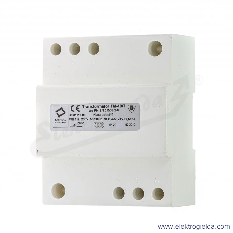 Transformator 43-05111.48 TM-40 40VA 230/24V, montaż DIN Transformator 43-05111.48 TM-40 40VA 230/24V, montaż DIN