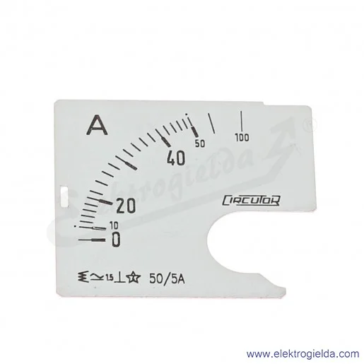 Skala amperomierza SEC48 50/5A, 48x48mm Skala amperomierza SEC48 50/5A, 48x48mm