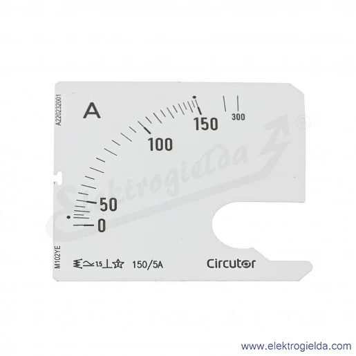 Skala amperomierza SEC72 150/5A, 72x72mm Skala amperomierza SEC72 150/5A, 72x72mm