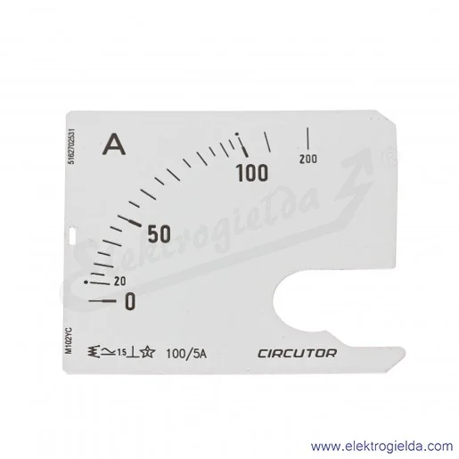 Skala amperomierza SEC72 100/5A, 72x72mm Skala amperomierza SEC72 100/5A, 72x72mm