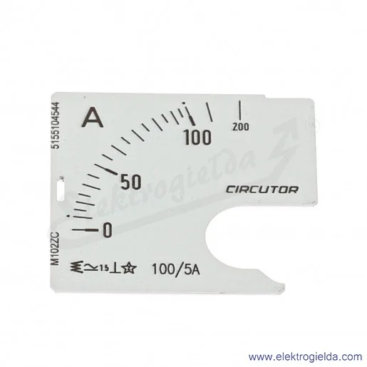 Skala amperomierza SEC48 100/5A, 48x48mm Skala amperomierza SEC48 100/5A, 48x48mm