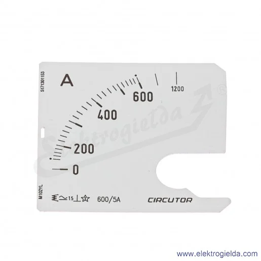 Skala amperomierza SEC72 600/5A, 72x72mm Skala amperomierza SEC72 600/5A, 72x72mm