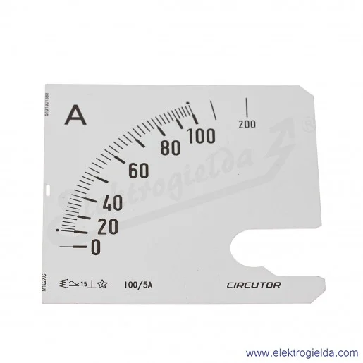 Skala amperomierza SEC96 100/5A, 96x96mm Skala amperomierza SEC96 100/5A, 96x96mm