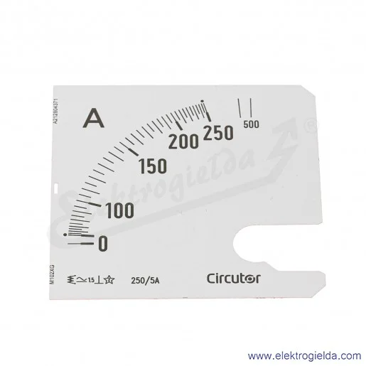 Skala amperomierza SEC96 250/5A, 96x96mm Skala amperomierza SEC96 250/5A, 96x96mm