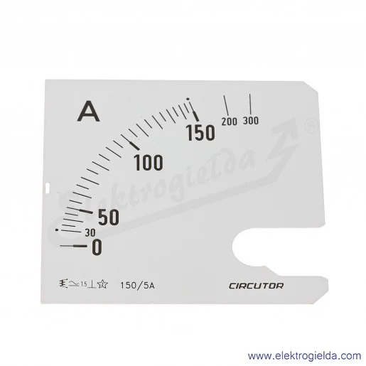 Skala amperomierza SEC96 150/5A, 96x96mm Skala amperomierza SEC96 150/5A, 96x96mm