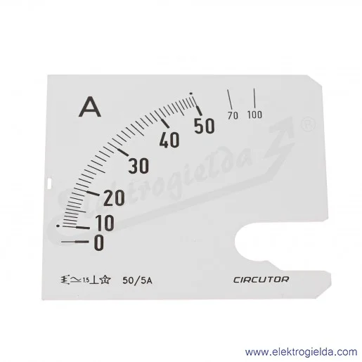 Skala amperomierza SEC96 50/5A, 96x96mm Skala amperomierza SEC96 50/5A, 96x96mm